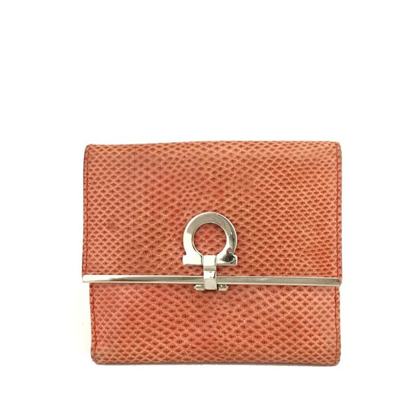 Salvatore Ferragamo Gancini Embossed Leather Bifold Wallet/1K1030 - Picture 1 of 15